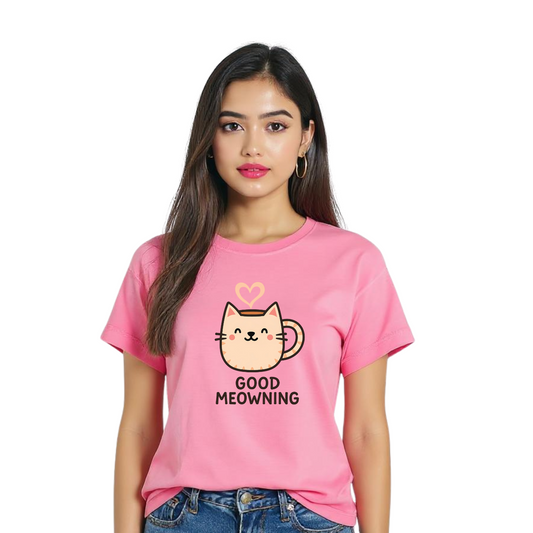 Good Meowning – Cat Mug Tee